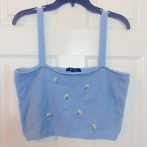 Witty Fox knit cami with embroidered flowers. Size XL. NWOT